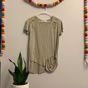 Distressed Sage Green Tee Shirt